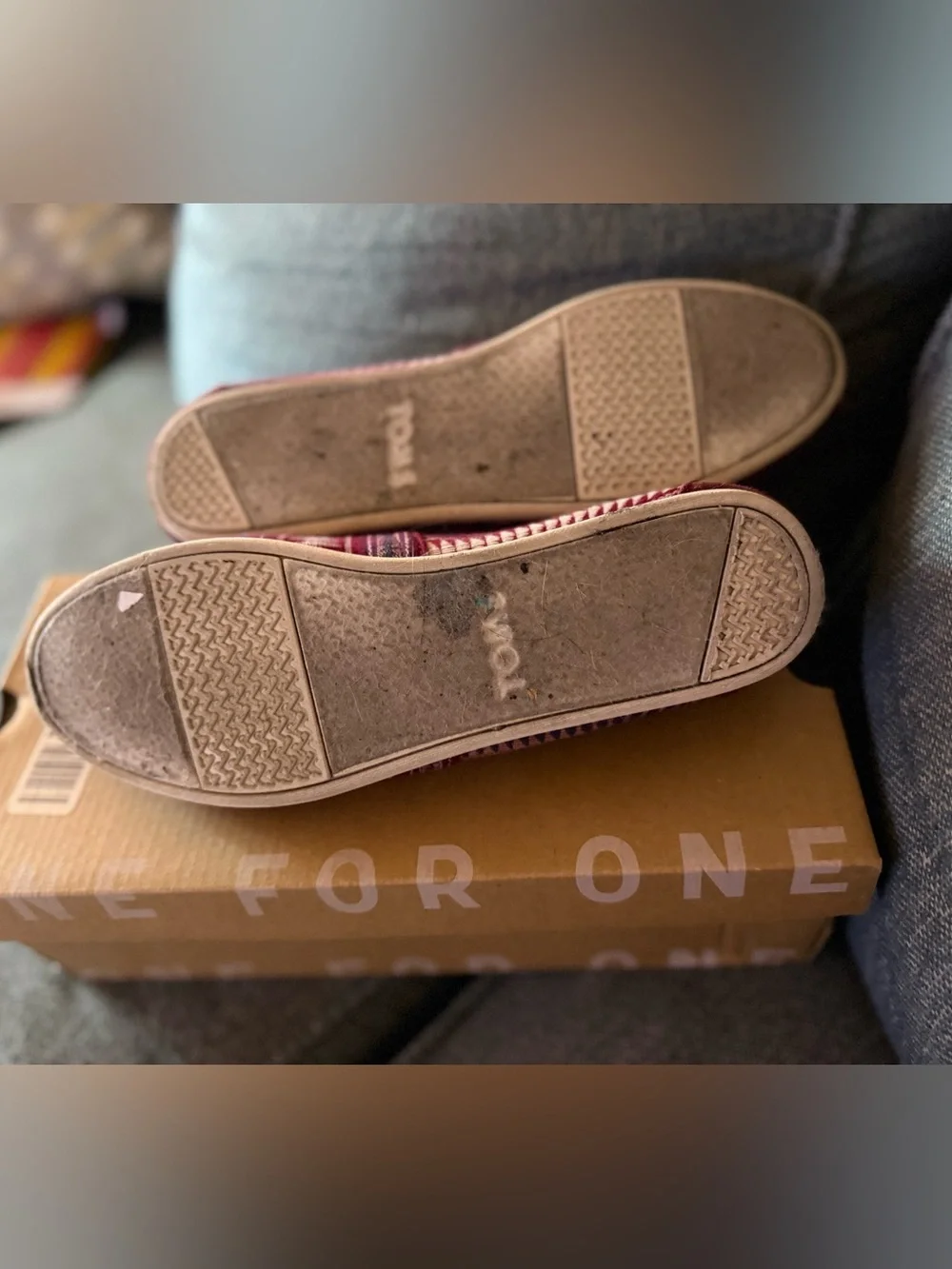 Toms Red Striped Slip-On Canvas Shoes